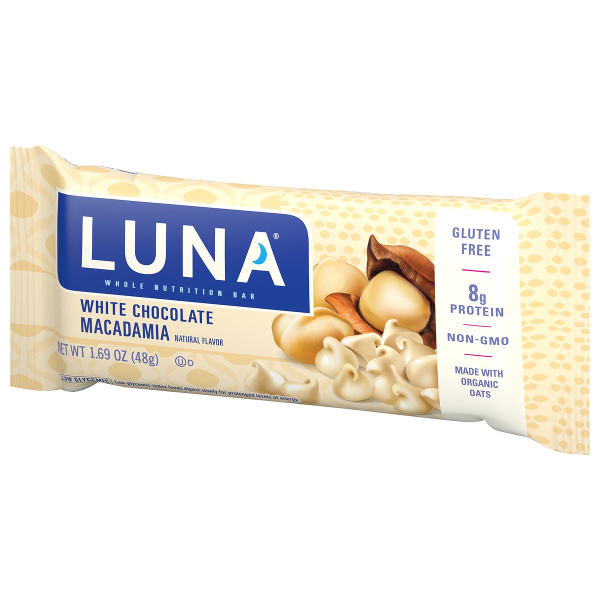 slide 9 of 9, LUNA Bar - White Chocolate Macadamia Flavor - Snack Bars - Non-GMO - Gluten-Free Protein Bars - Made with Organic Oats (1 Count), 1.69 oz