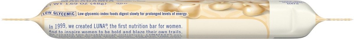 slide 6 of 9, LUNA Bar - White Chocolate Macadamia Flavor - Snack Bars - Non-GMO - Gluten-Free Protein Bars - Made with Organic Oats (1 Count), 1.69 oz