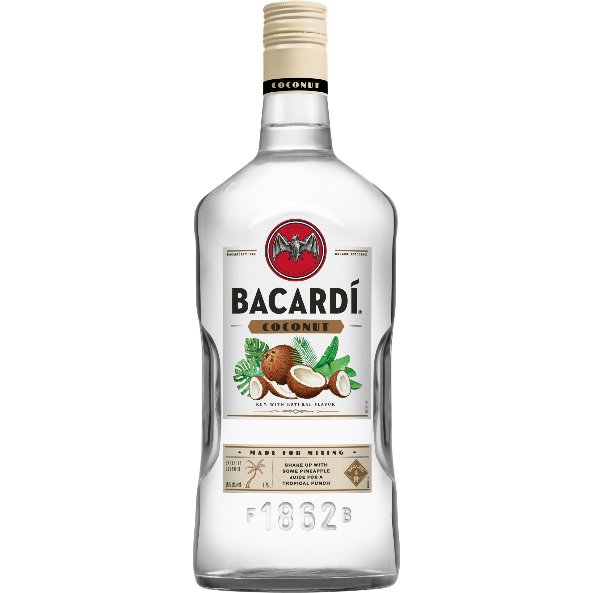 slide 1 of 2, Bacardí Bacardi Coconut Rum, Gluten Free 35% 175Cl/1.75L, 1.75 liter