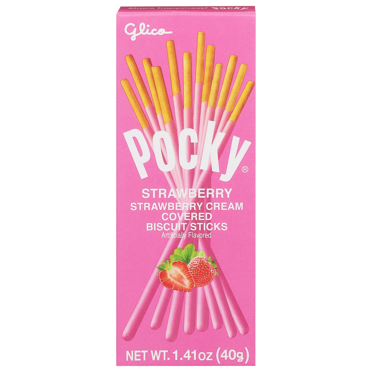 slide 1 of 9, Pocky Strawberry Cream Covered Strawberry Biscuit Sticks 1.41 oz, 1.41 oz