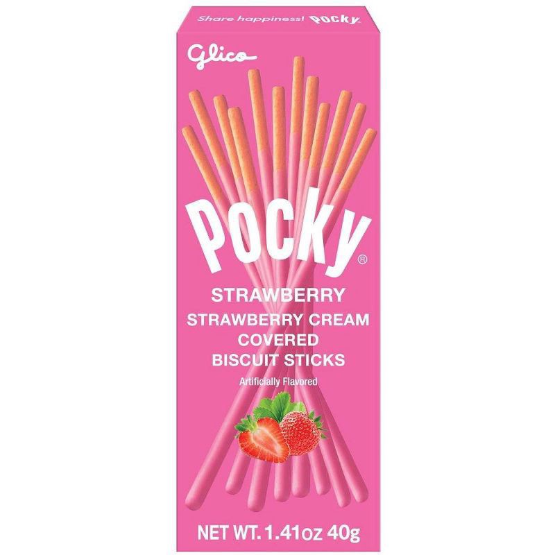 slide 1 of 9, Pocky Strawberry Cream Covered Strawberry Biscuit Sticks 1.41 oz, 1.41 oz