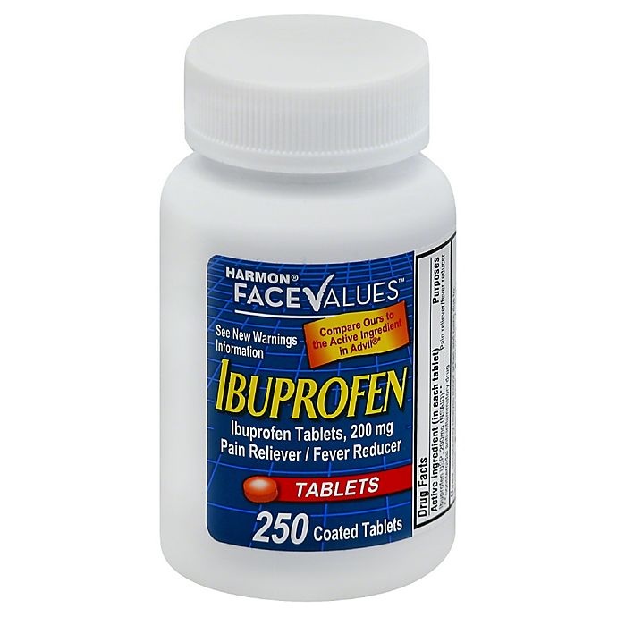 slide 1 of 1, Harmon Face Values Ibuprofen Tablets, 250 ct