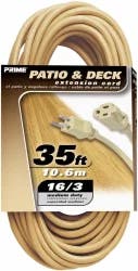Prime Wire & Cable Patio and Deck Outdoor Extension Cord - SJTW 16/3 - Beige