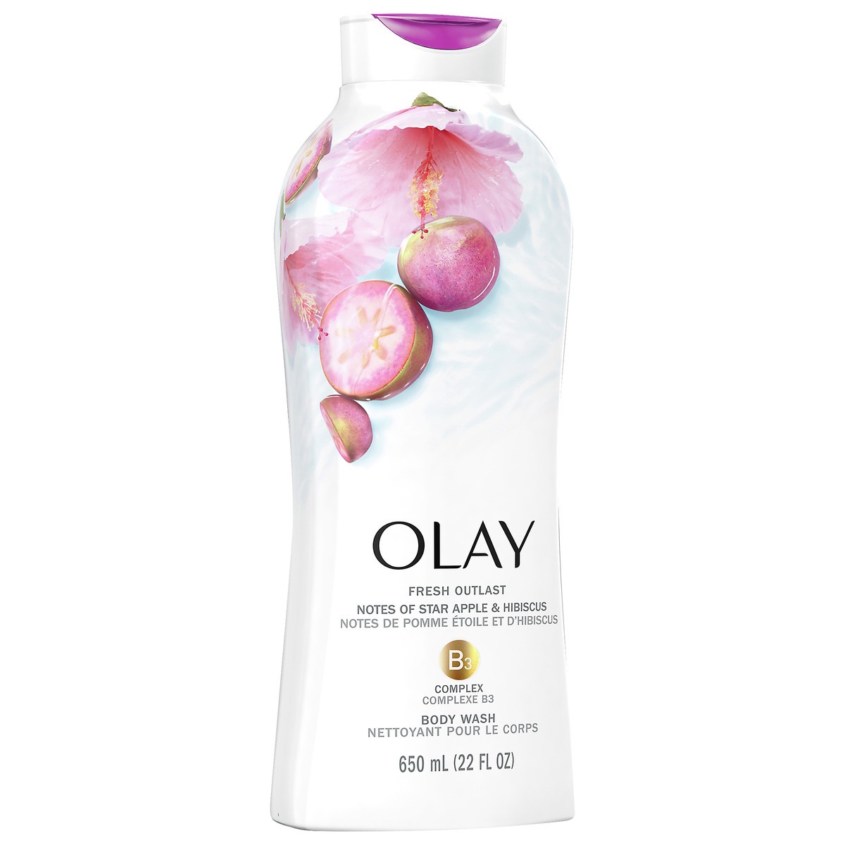 slide 2 of 5, Olay Fresh Outlast Notes of Star Apple & Hibiscus Body Wash 650 ml, 650 ml