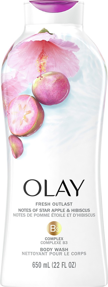 slide 5 of 5, Olay Fresh Outlast Notes of Star Apple & Hibiscus Body Wash 650 ml, 650 ml