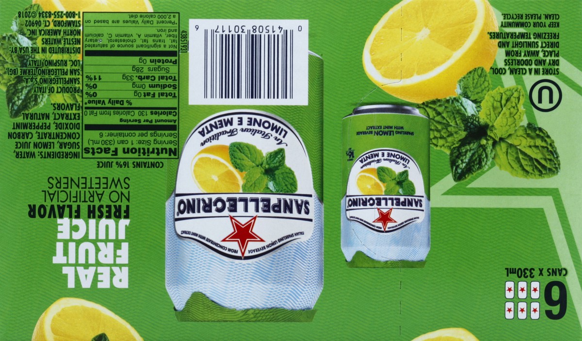 slide 6 of 7, San Pellegrino Lemon and Mint Italian Sparkling Drinks- 33 cl, 33 cl