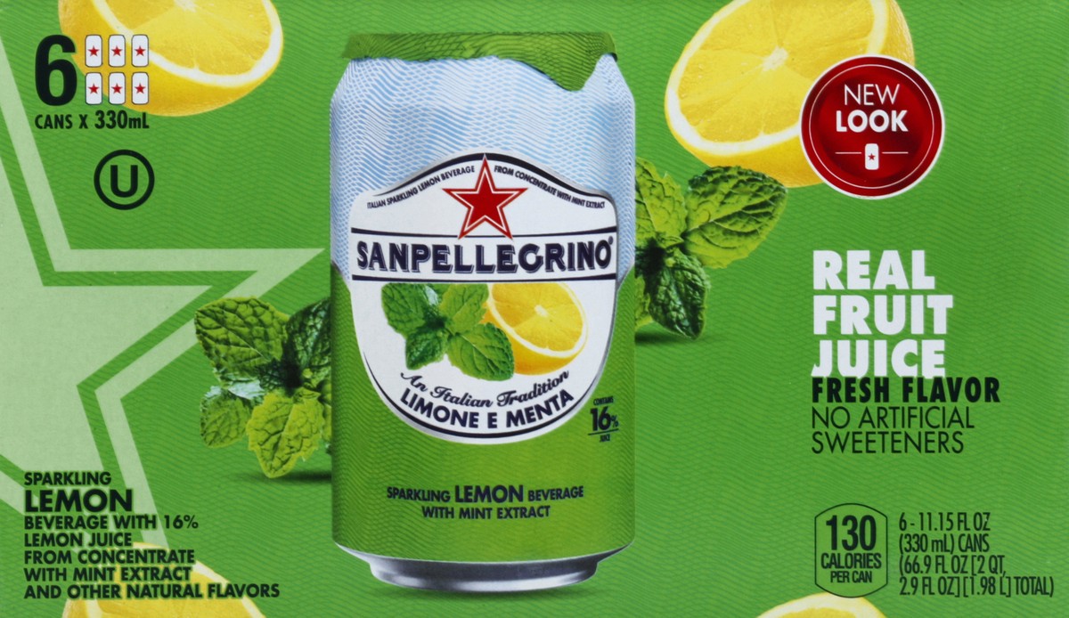 slide 4 of 7, San Pellegrino Lemon and Mint Italian Sparkling Drinks- 33 cl, 33 cl