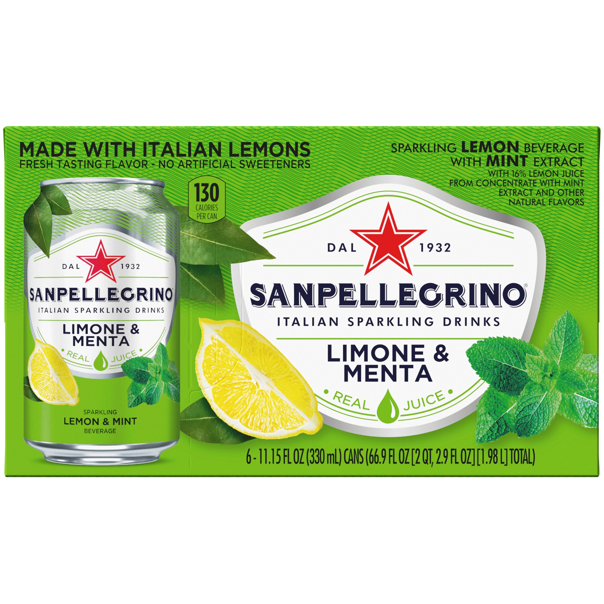 slide 1 of 7, San Pellegrino Lemon and Mint Italian Sparkling Drinks- 33 cl, 33 cl