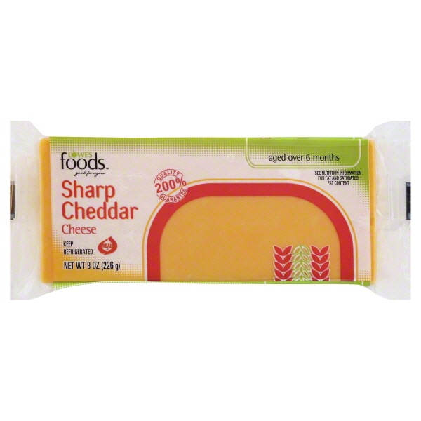 slide 1 of 1, Lowes Foods Sharp Cheddar Cheese Chunk, 8 oz