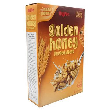 slide 1 of 1, Hy-Vee Golden Honey Puffed Wheat, 15.3 oz