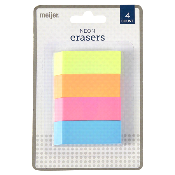 slide 1 of 1, Meijer Neon Erasers, 4 ct