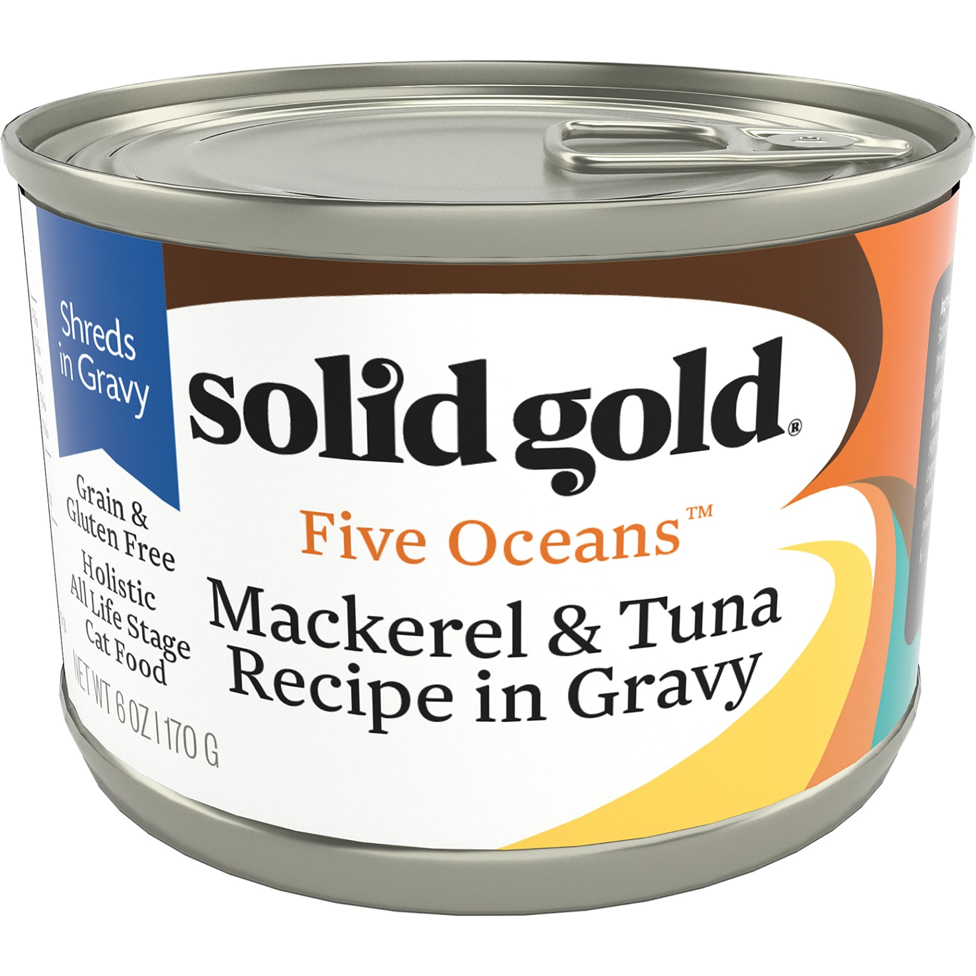 slide 1 of 1, Solid Gold Five Oceans Mackerel & Tuna Grain Free Canned Cat Food, 6 oz