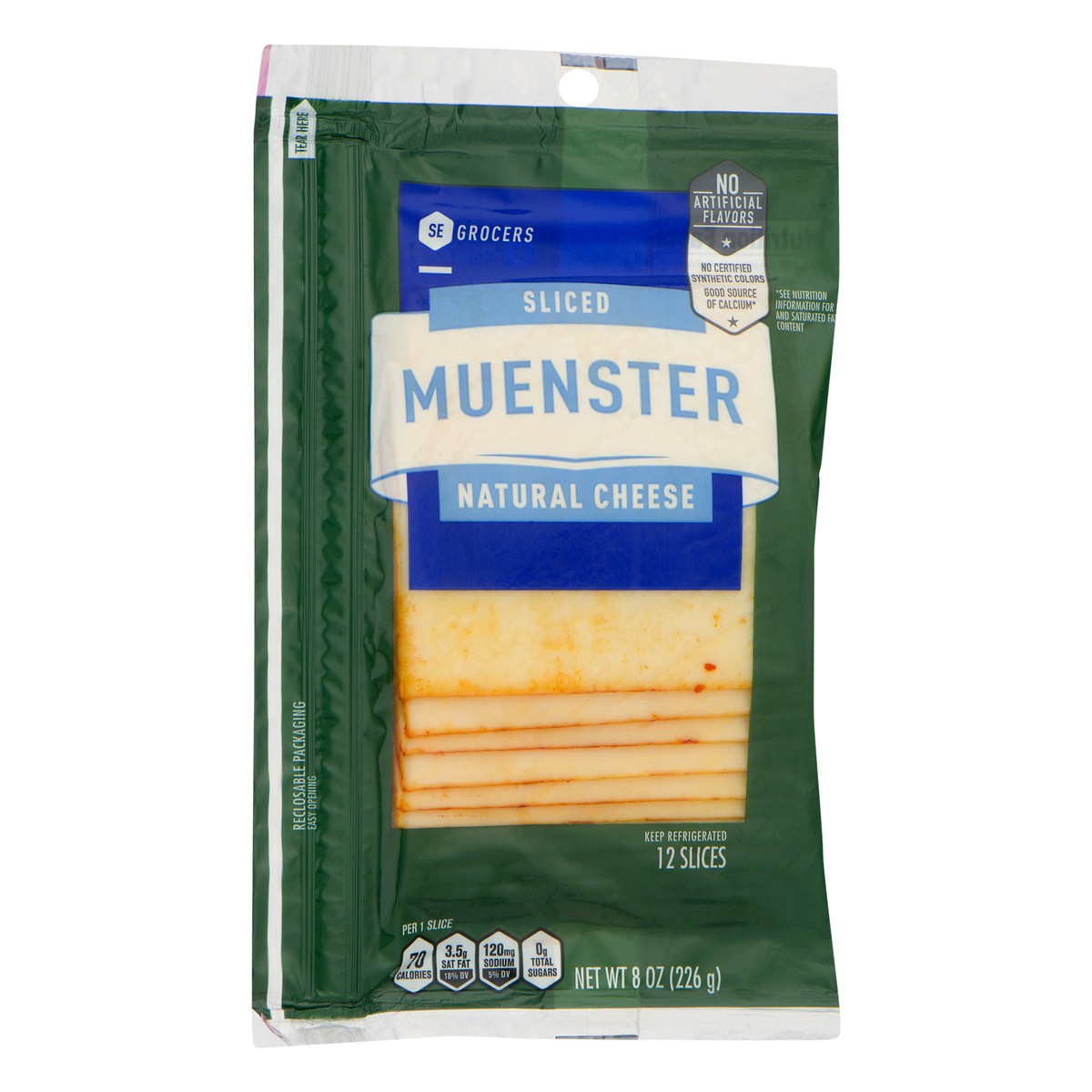 slide 7 of 10, SE Grocers Sliced Muenster Natural Cheese, 12 ct; 8 oz