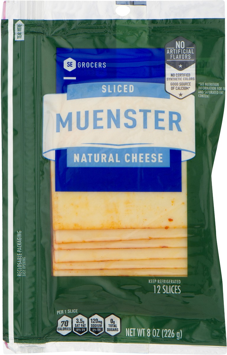 slide 5 of 10, SE Grocers Sliced Muenster Natural Cheese, 12 ct; 8 oz