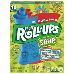 Fruit Roll-Ups Sour Fruit Flavored Snacks, Blue Razzberry & Berry Punch Flavors, Variety Pack 5 oz (10 Count)