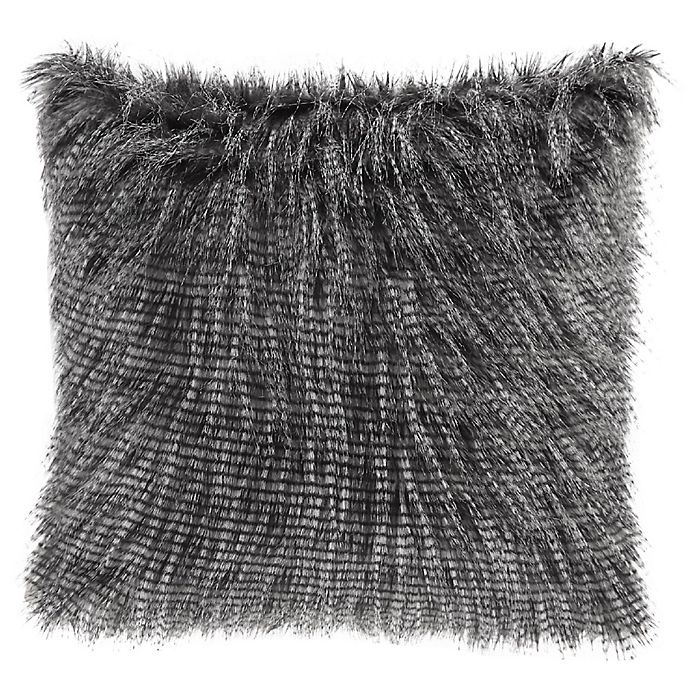 slide 1 of 3, Madison Park Edina Faux Fur Square Throw Pillow - Black, 20 in