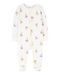 Carter's Baby Floral Zip-Up PurelySoft Sleep & Play Pajamas Ivory PRE