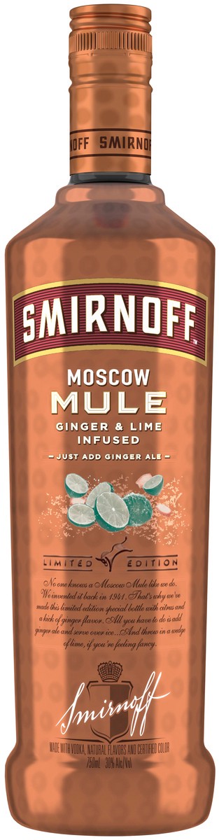 slide 3 of 5, Smirnoff Moscow Mule Ginger & Lime Vodka, 750 ml