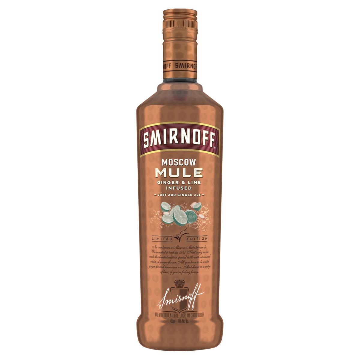 slide 1 of 5, Smirnoff Moscow Mule Ginger & Lime Vodka, 750 ml