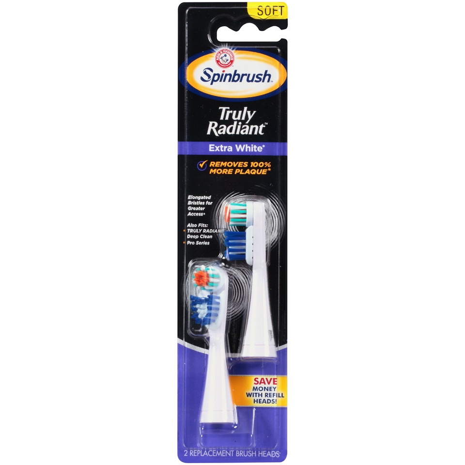 slide 1 of 1, ARM & HAMMER Spinbrush Truly Radiant Extra White Soft Replacement Brush Heads, 2 ct