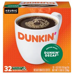 Dunkin'' Dunkin'’ Decaf Medium Roast Coffee, Keurig K-Cup Pods, 32 Count Box