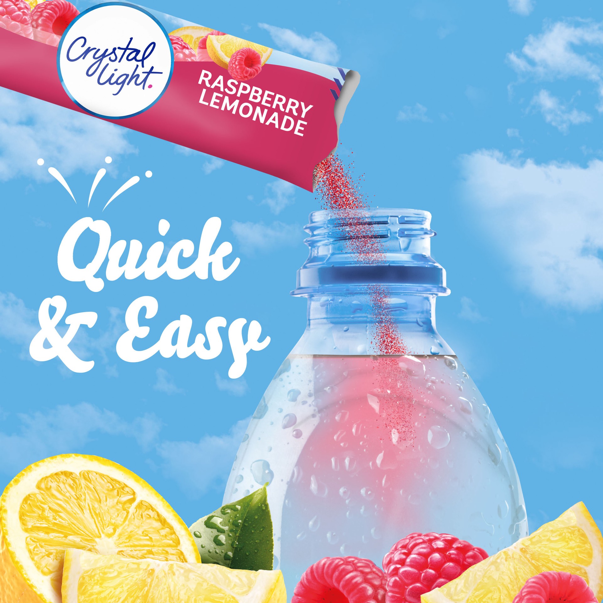 slide 2 of 5, Crystal Light Raspberry Lemonade Artificially Flavored Powdered Drink Mix, 10 ct. On-the-Go-Packets, 10 ct