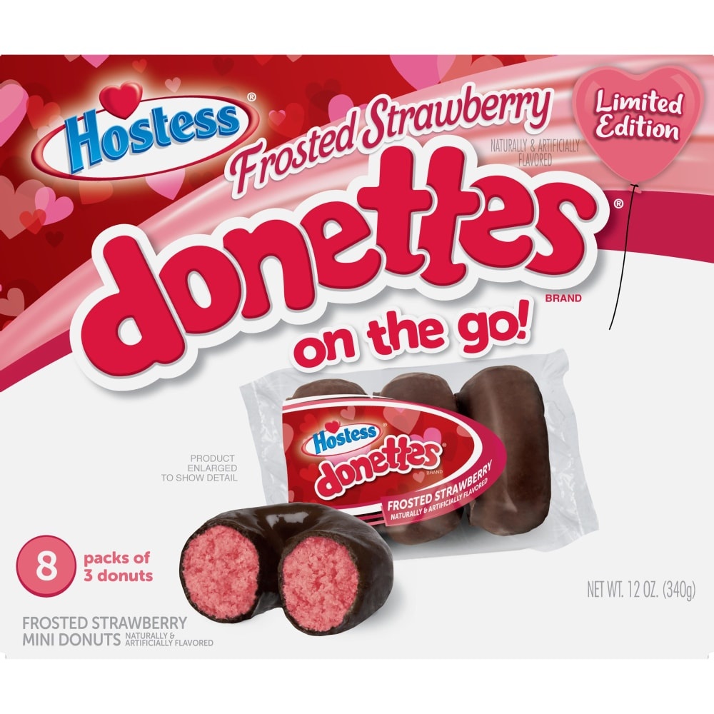 slide 1 of 1, Hostess Frosted Strawberry Donettes On The Go, 8 ct; 1.5 oz