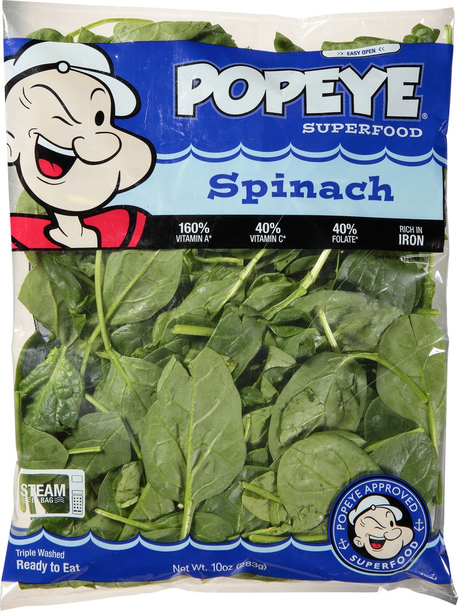 slide 9 of 12, Popeye Superfood Spinach 10 oz, 10 oz