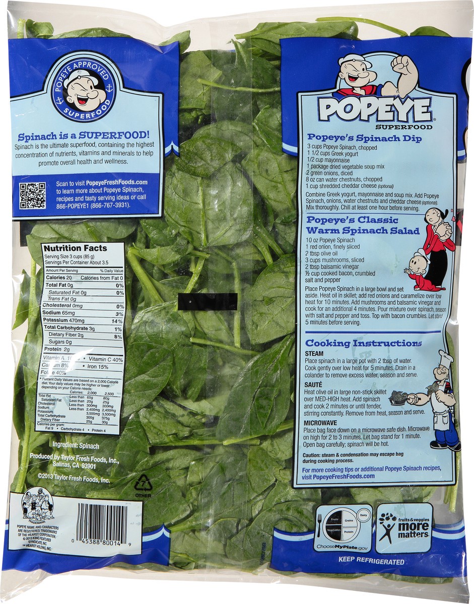 slide 3 of 12, Popeye Superfood Spinach 10 oz, 10 oz