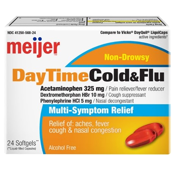 slide 1 of 1, Meijer Daytime Cold & Flu Softgel, 24 ct