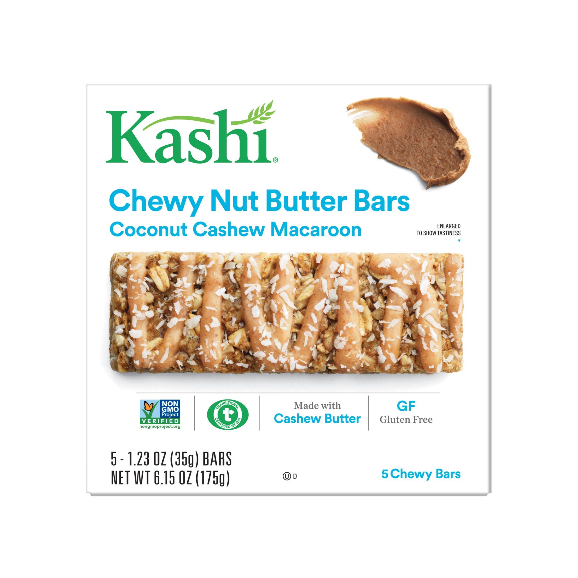 slide 3 of 7, Kashi Coconut Cashew Macaroon Chewy Nut Butter Bars, 5 ct; 1.23 oz