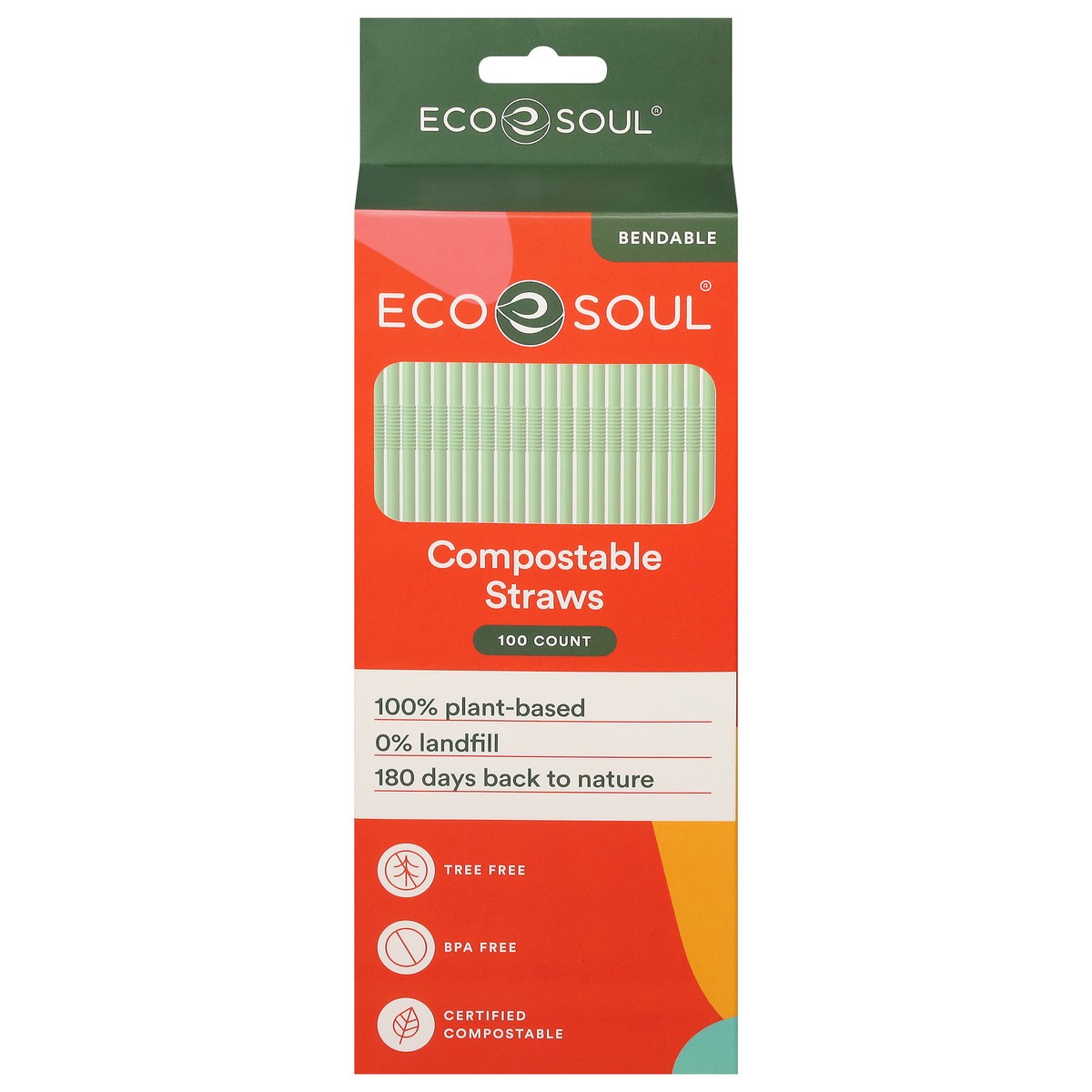 slide 1 of 12, Eco Soul Compostable Straws - 100 ct, 100 ct