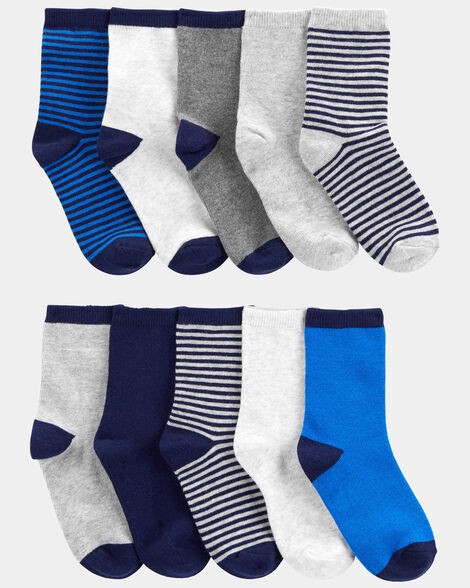 slide 1 of 1, Carter's Carters Boys 10-Pack Crew Socks Navy/Grey 8-14, 1 ct
