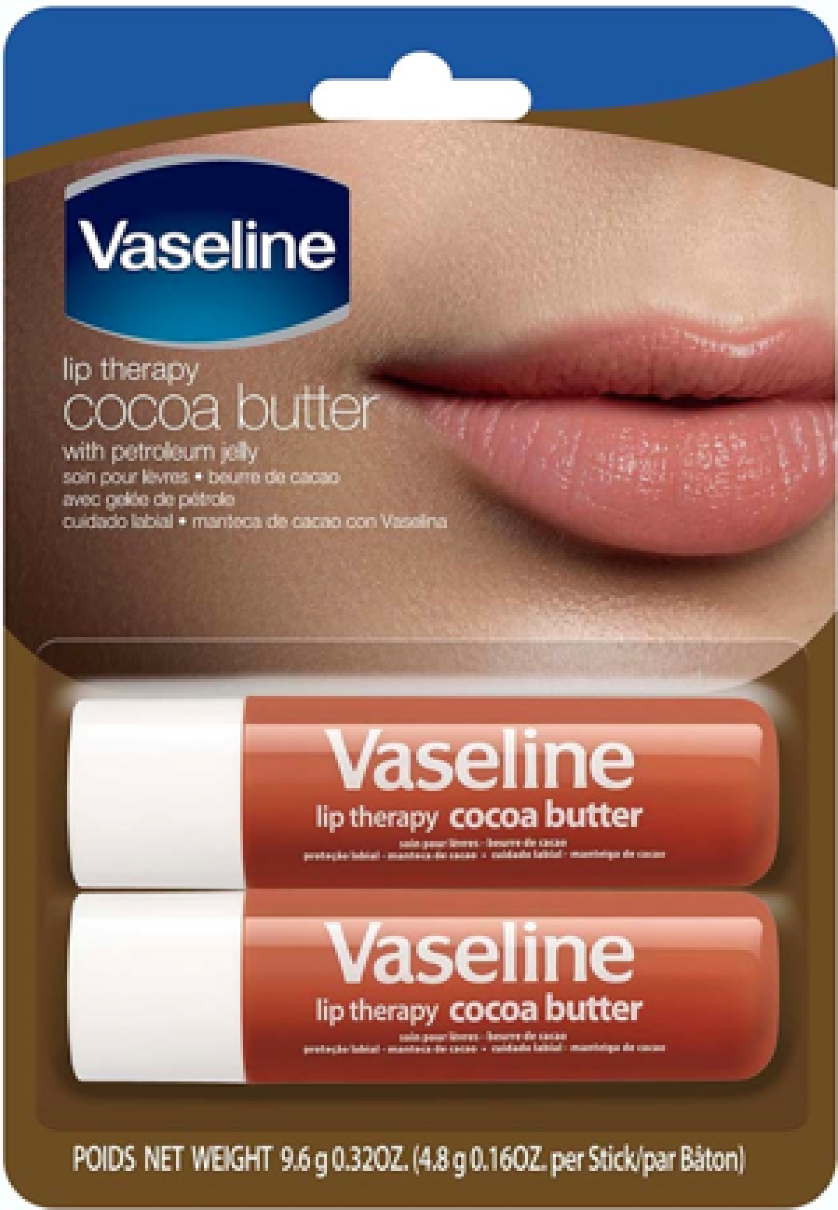 slide 1 of 1, Vaseline Lip Therapy Cocoa Butter Twinpk, 0.32 oz