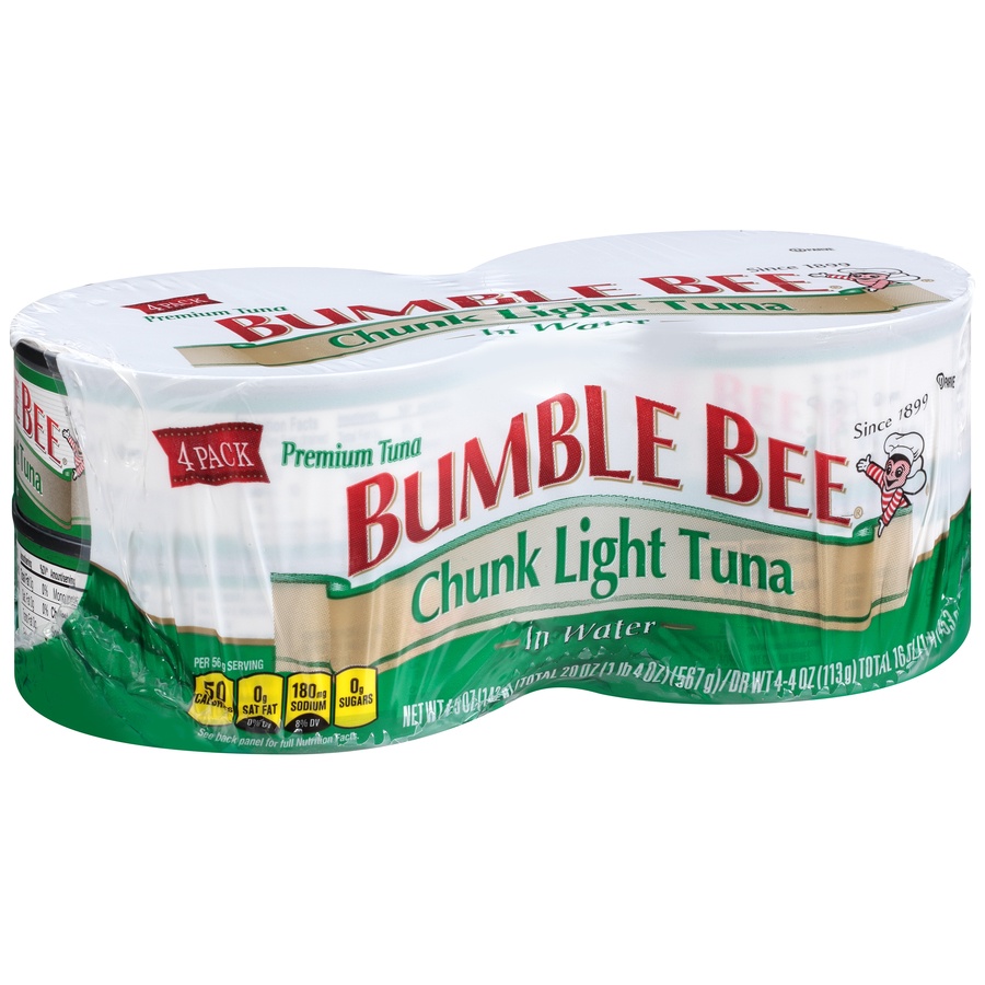 slide 2 of 8, Bumble Bee Chunk Light Tuna in Water, 4 ct; 5 oz