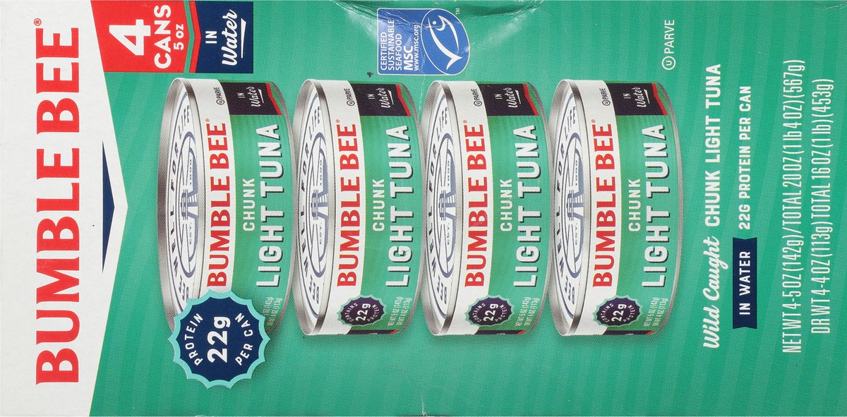 slide 2 of 9, Bumble Bee Chunk Light Tuna in Water 4 - 5 oz Cans, 4 ct