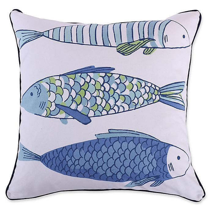 slide 1 of 1, Levtex Home Blue Water Fish Square Throw Pillow - Blue/White, 1 ct