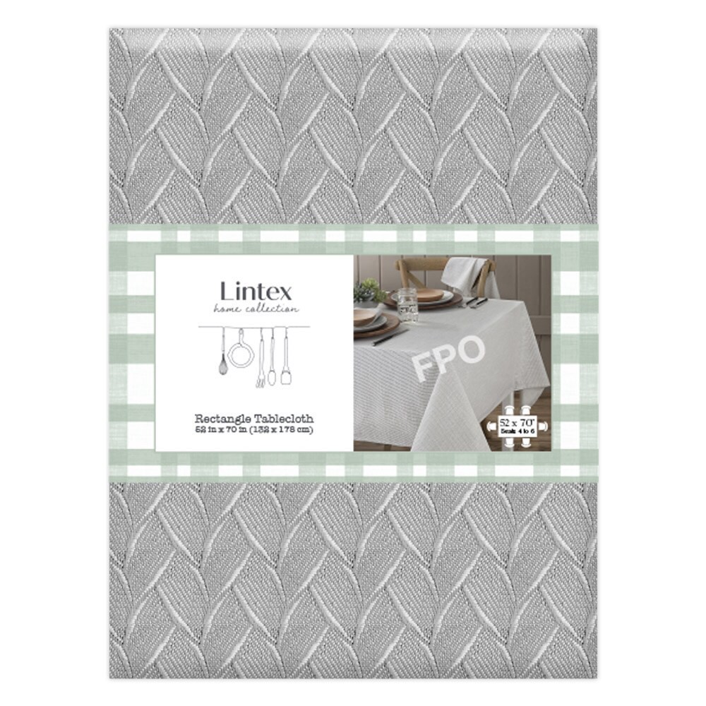 slide 1 of 1, Lintex Home Collection Rectangle Anais Tablecloth - Grey, 52 in x 70 in
