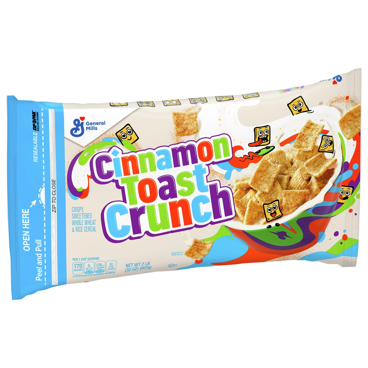 slide 12 of 14, Cinnamon Toast Crunch Breakfast Cereal, Crispy Cinnamon Cereal, Value Bag, 32 oz, 2 lb