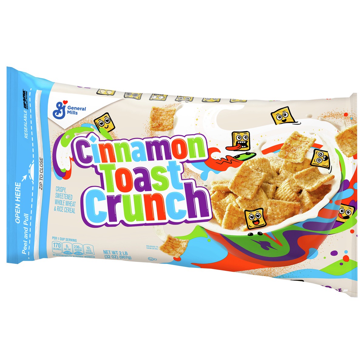 slide 6 of 14, Cinnamon Toast Crunch Breakfast Cereal, Crispy Cinnamon Cereal, Value Bag, 32 oz, 2 lb