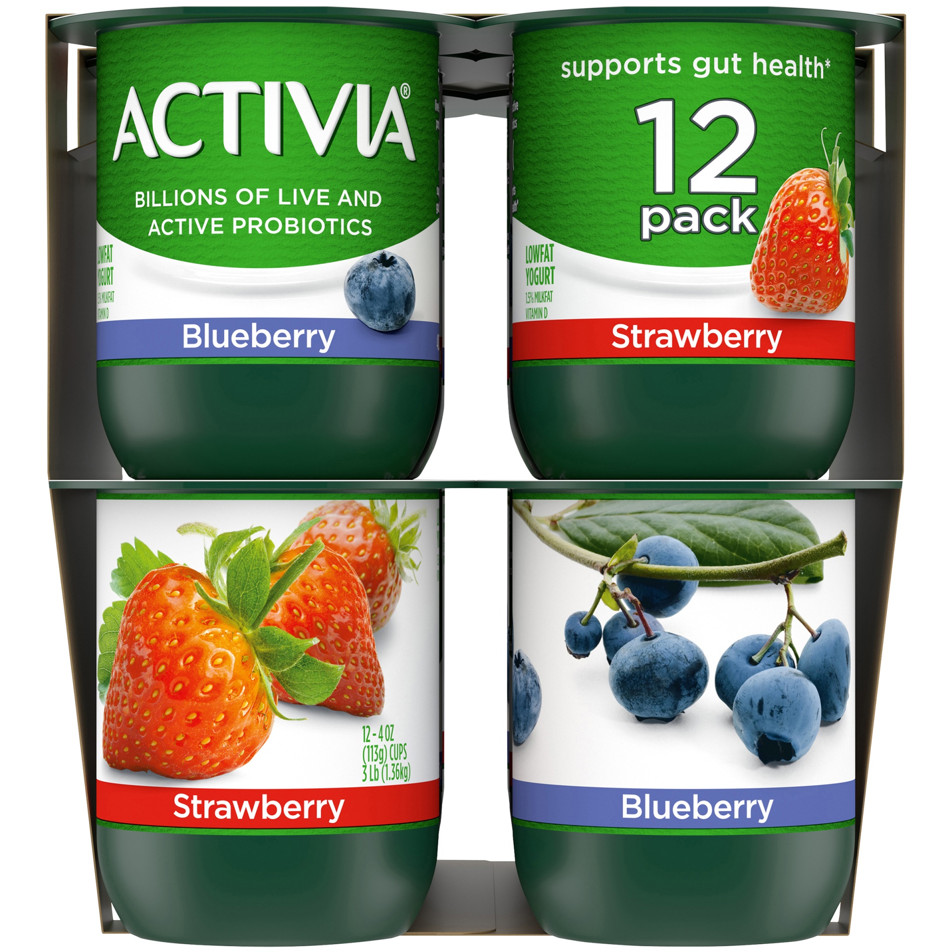 Activia Probiotic Blueberry And Strawberry Yogurt 12 Ct 4 Oz Shipt