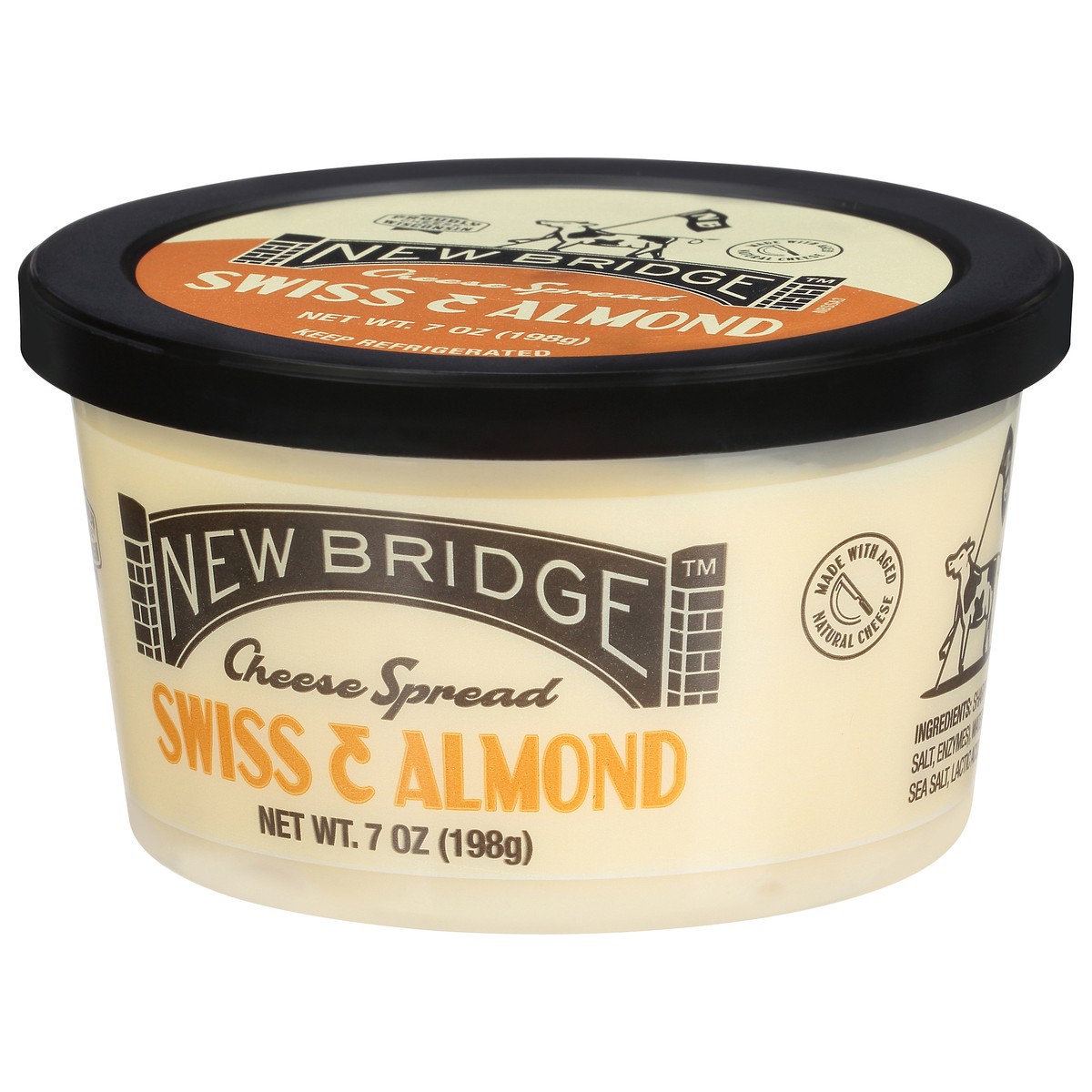 slide 2 of 12, New Bridge Cheese Spread, Swiss & Almond, 7 oz