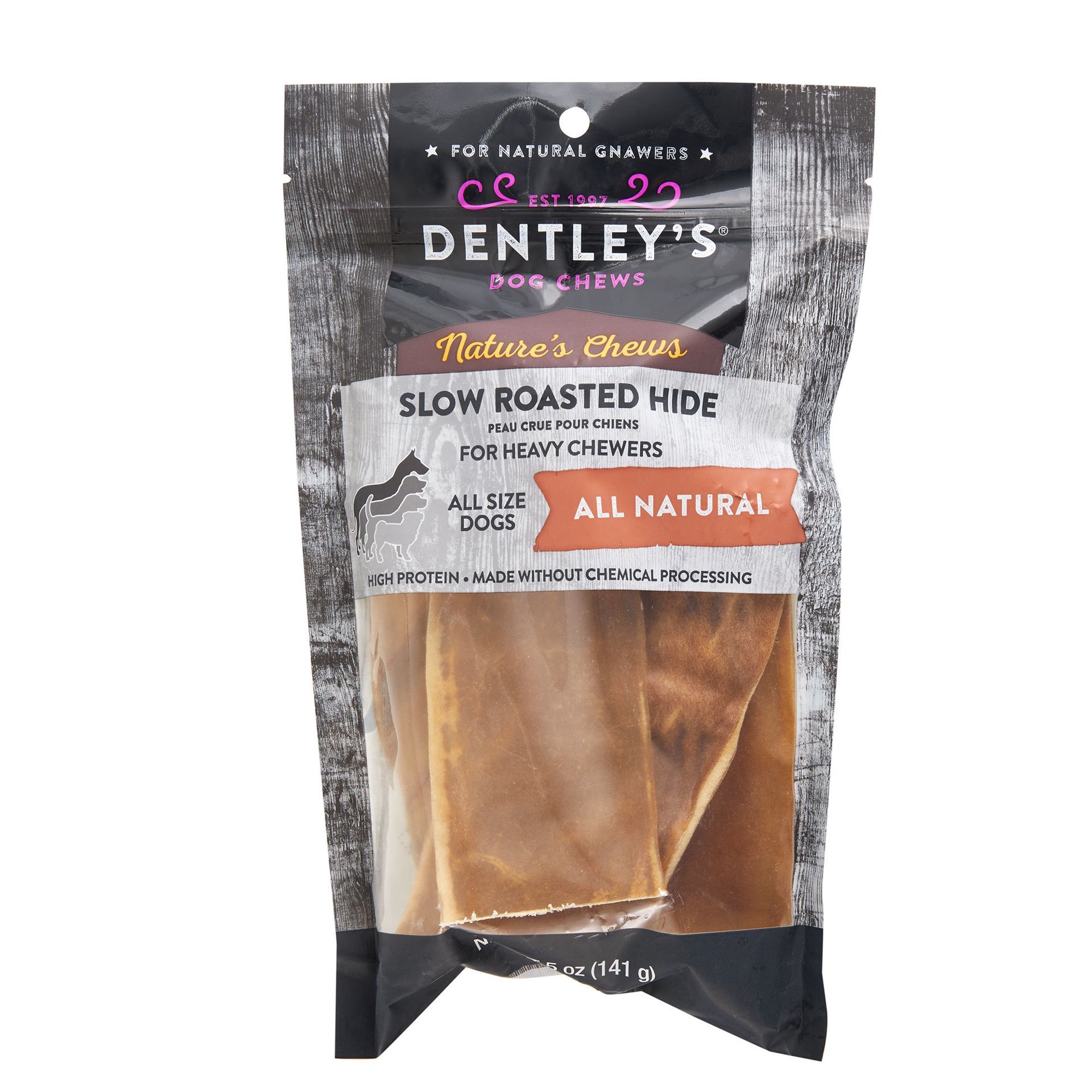 slide 1 of 1, Dentley's Nature's Chews Slow Roasted Hides 6 Inch All Life Stage Dog Chews - Natural, 5 oz