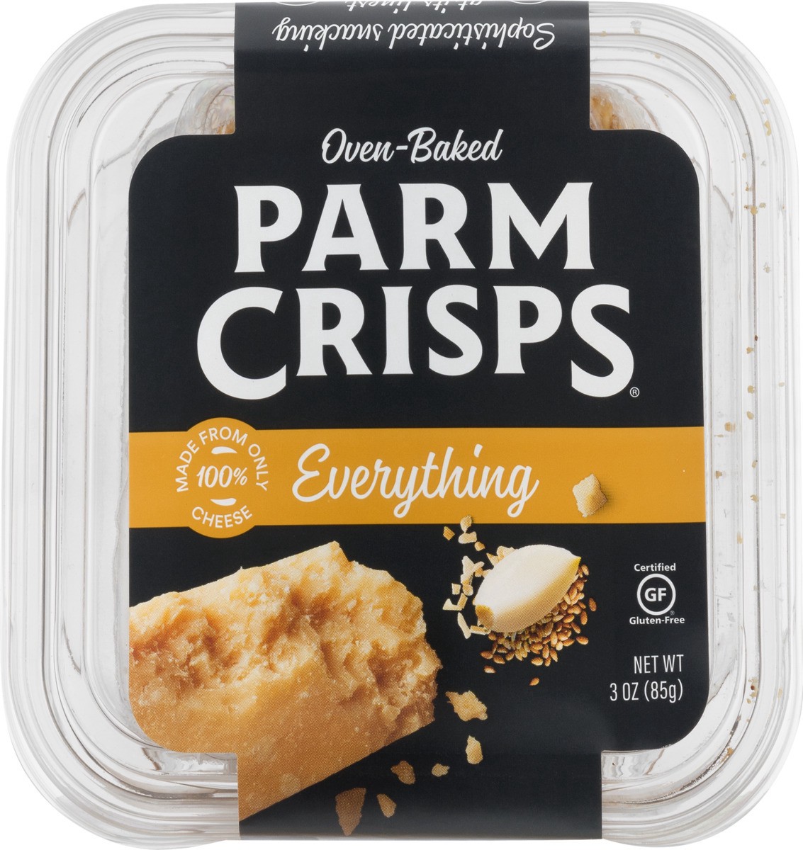 slide 11 of 11, ParmCrisps Cheese Crisps, Everything, Oven-Baked, 3 oz