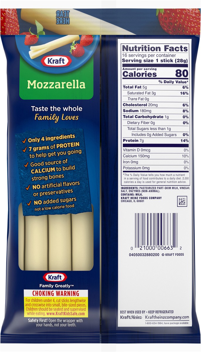 slide 4 of 9, Kraft String Cheese Mozzarella Cheese Snacks, 16 ct Sticks, 16 ct