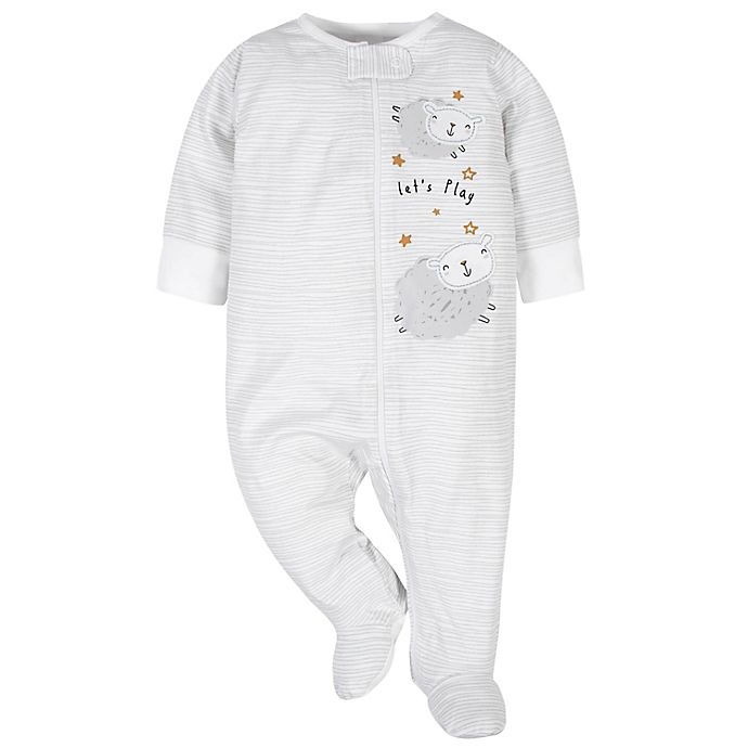 slide 2 of 3, Gerber Newborn Lamb Sleep'n Play Footies - Grey, 2 ct