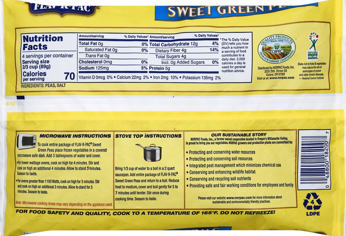 slide 5 of 7, Flav-R-Pac Frozen Sweet Green Peas, 12 oz