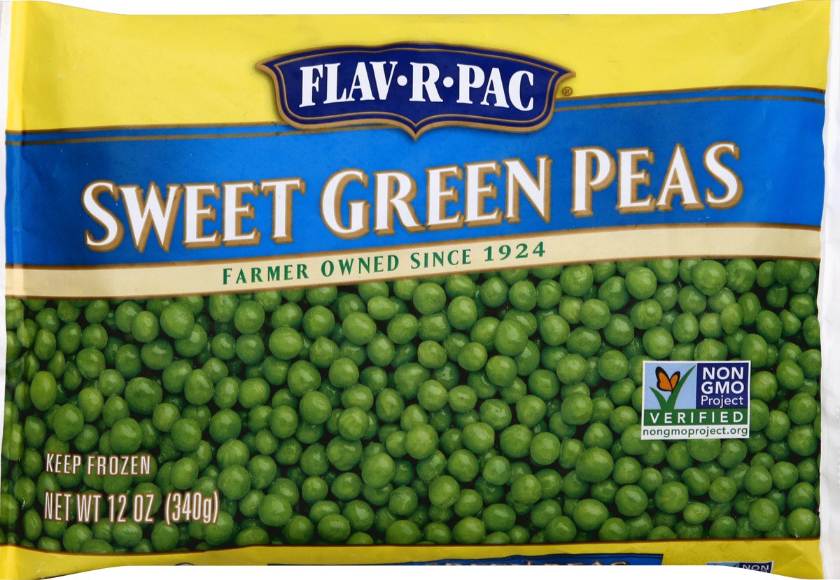 slide 2 of 7, Flav-R-Pac Frozen Sweet Green Peas, 12 oz