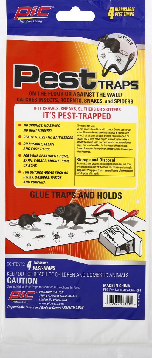 slide 2 of 10, PIC Diposable Pest Traps 4 ea, 4 ct