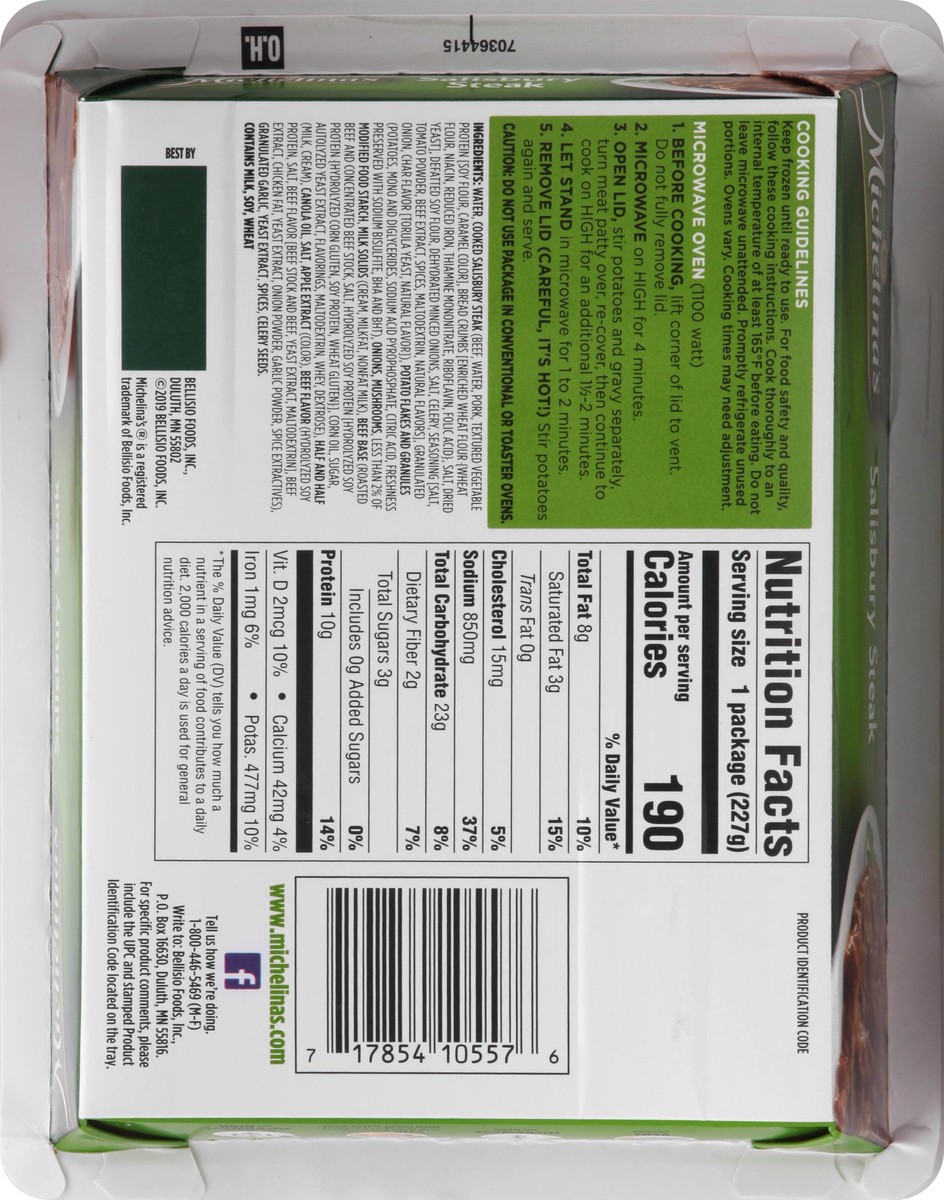 slide 5 of 7, Michelina's Salisbury Steak and Gravy with Mashed Potatoes 8.0 Oz. (Frozen), 8 oz